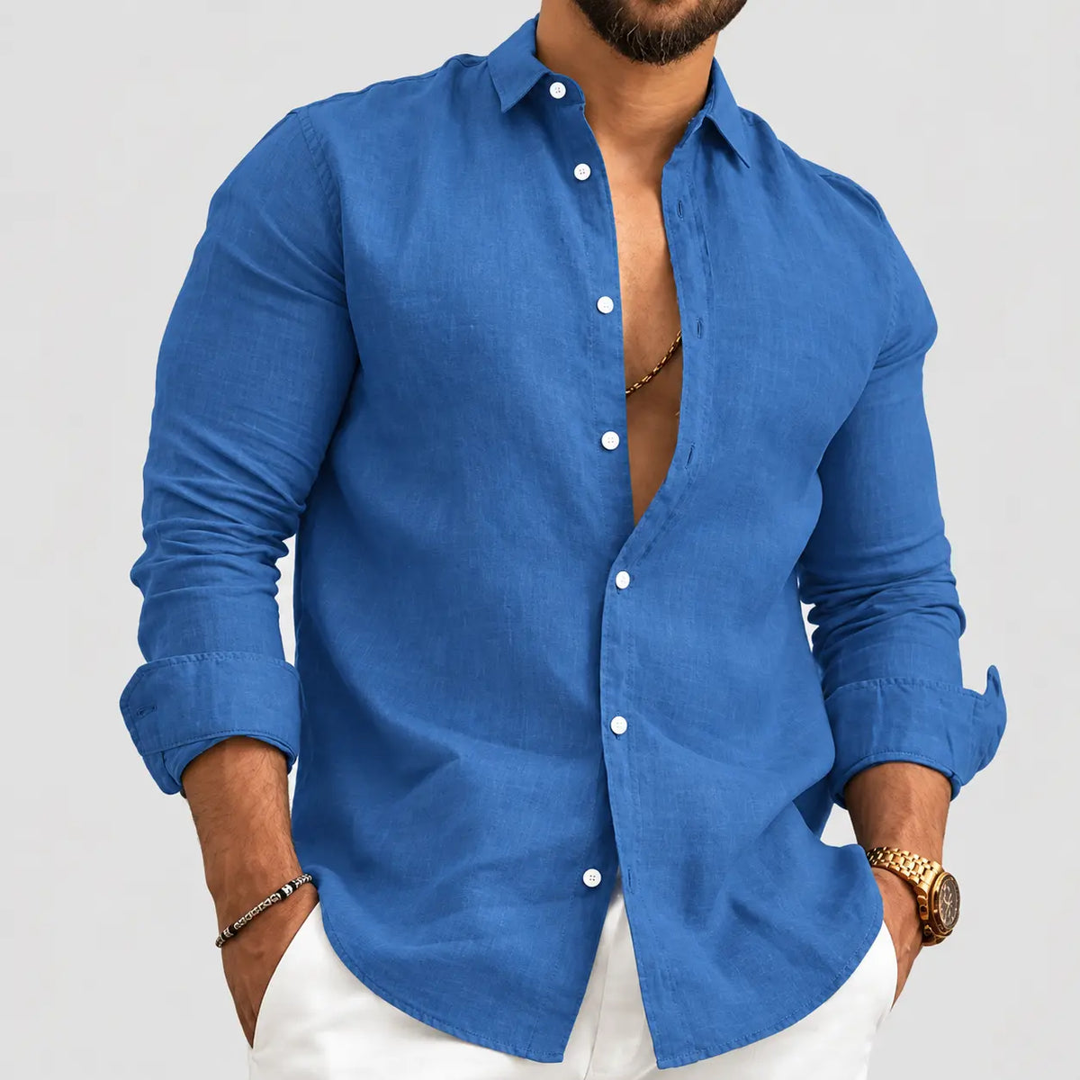 (PAGUE 1 LEVE 2) Camisas de Linho Premium Masculina + BRINDE